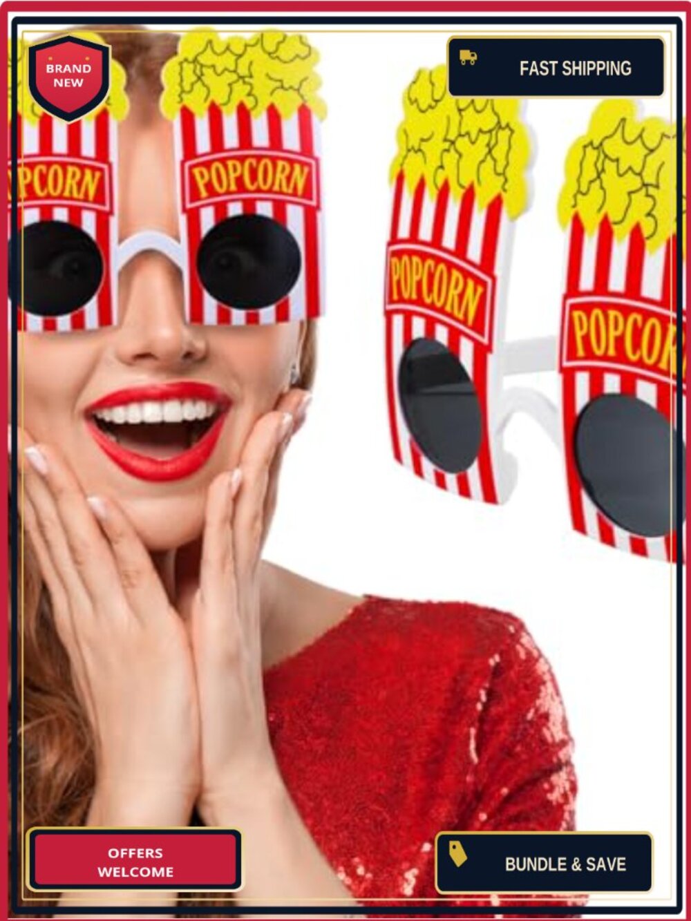 PRETYZOOM Popcorn Party Glasses Plastic Novelty Eyewear for Adults Cosplay